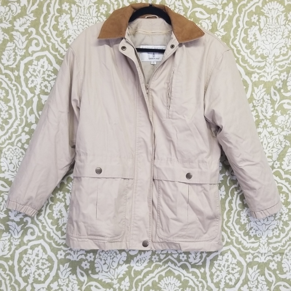 London Fog Tan Jacket Leather Collar Sz S Ltd Edt
